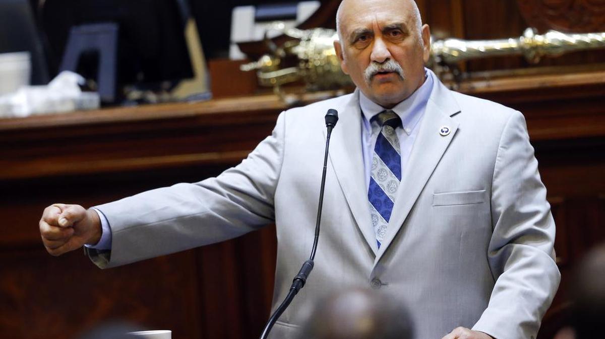 Rep. Mike Pitts, R-Laurens, makes a point as he speaks on the floor of the South Carolina House during debate over a Senate Bill calling for the Confederate battle flag to be removed from the statehouse grounds on July 8.