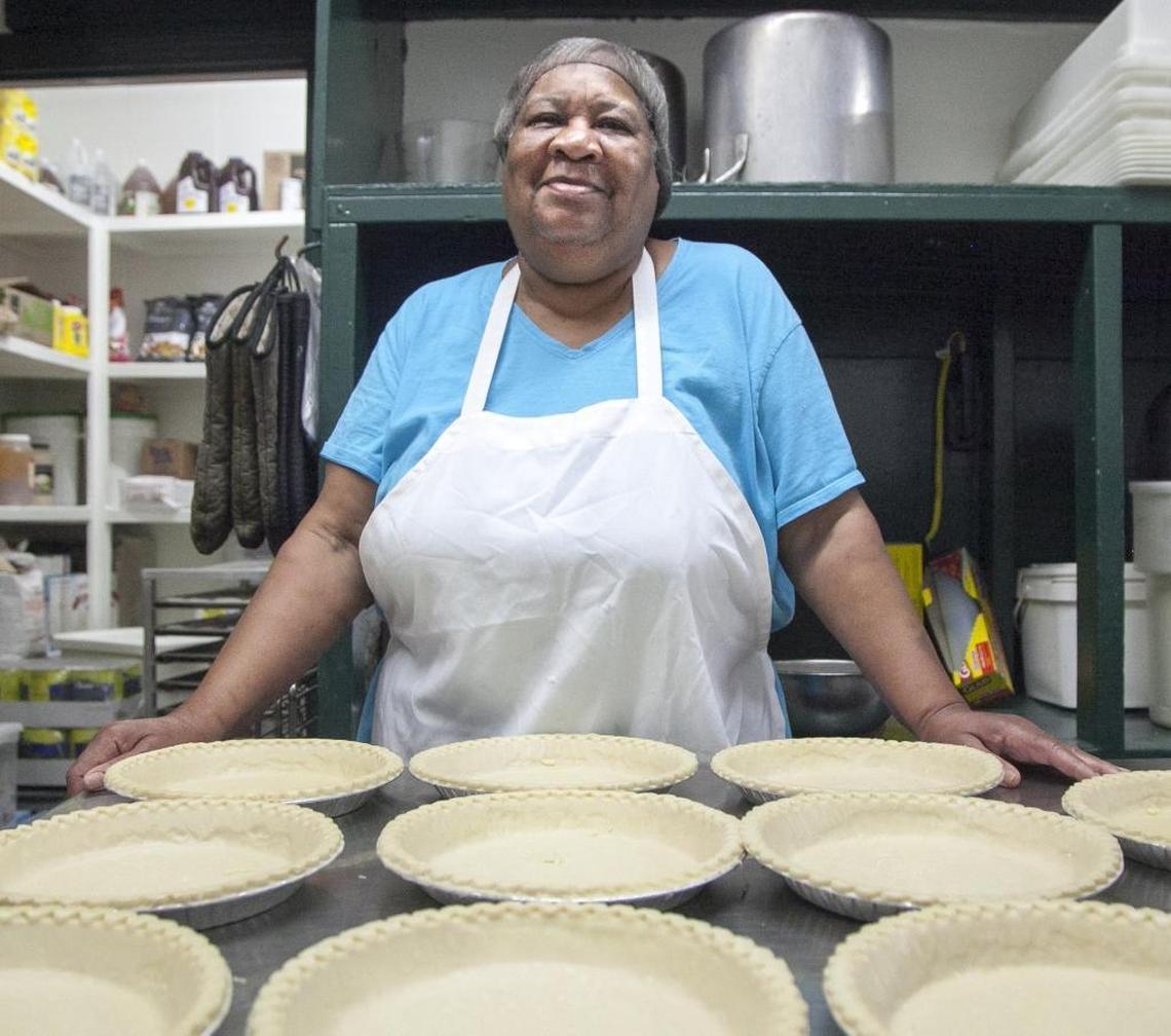 Ollie Pearl Gore prepares pies, biscuits and side dishes at Hoskins Restaurant in North Myrtle Beach on Thursday morning. Gore, who has worked at Hoskins for 21 years, says that in that time she has only missed one day of work.