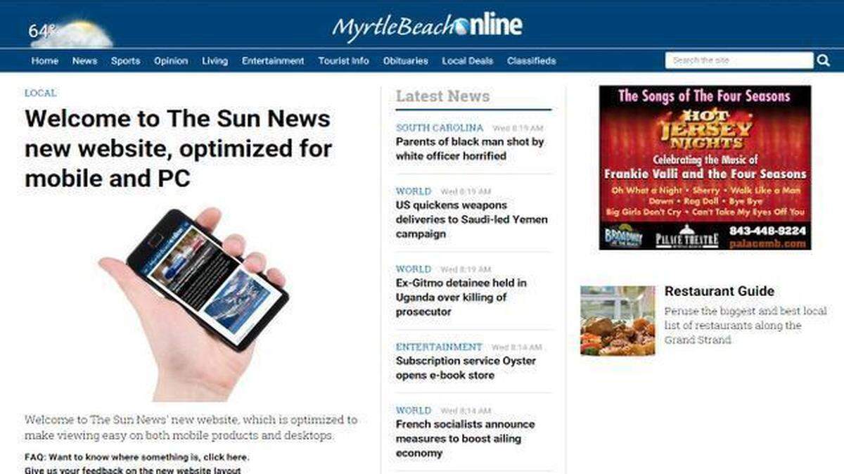 
The Sun News’ new website layout.
