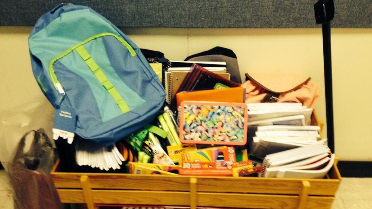 
A few of the school supplies collected by The Sun News employees for the Help4Kids Backpack Buddies program.
