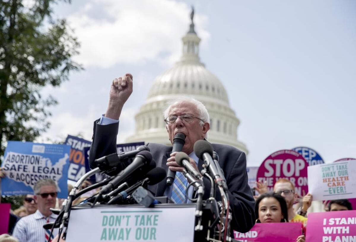 Sen. Bernie Sanders, I-Vt., speaks at a rally of health care advocates, grassroots activists and others outside the Capitol in Washington in September.