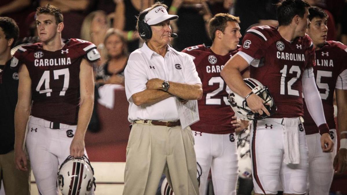 Steve Spurrier observes from the sidelines. The University of South Carolina Gamecocks took on the University of Kentucky Wildcats in thier first home game of the 2015 football season on Saturday, September 12.
