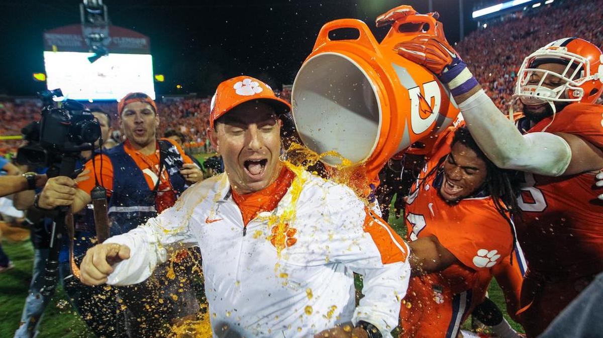 No. 1 Clemson and coach Dabo Swinney should clinch a spot in the College Football Playoff with a win over No. 10 North Carolina on Saturday.