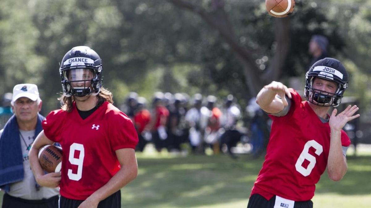 Josh Stilley (right) has been named the starter at quarterback for Coastal Carolina and Chance Thrasher (left) is out of the lineup for the time being with a shoulder injury.