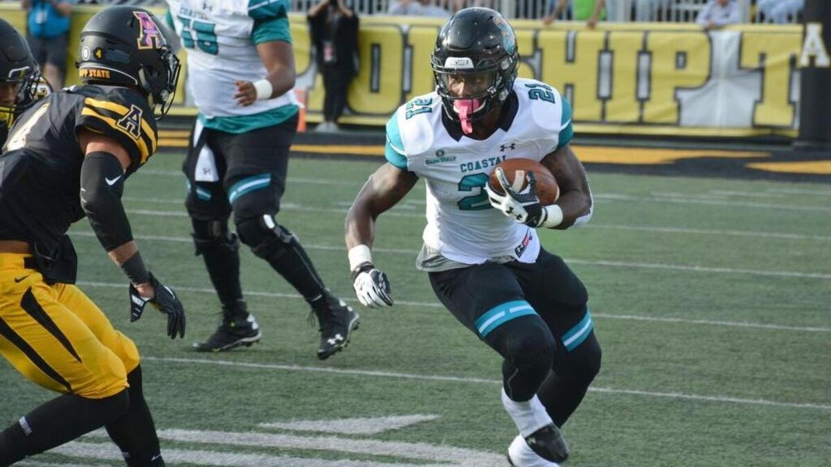 Coastal Carolina junior running back Marcus Outlow missed last week’s game against Texas State with an injury but is expected to play at Arkansas on Saturday.