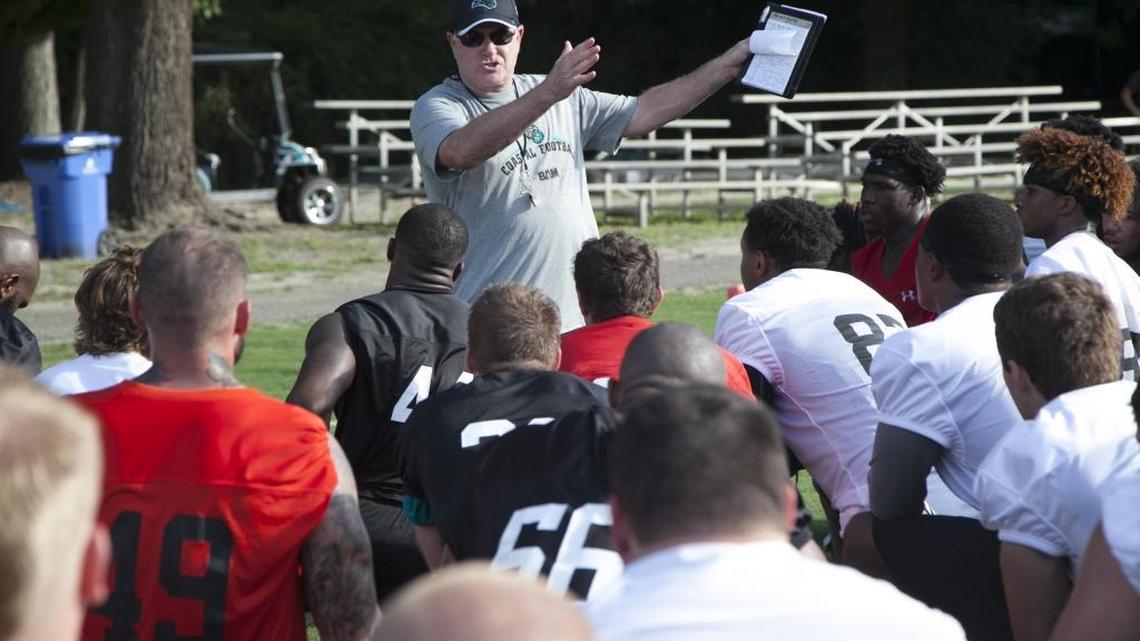 Coach Joe Moglia and the Coastal Carolina football team have spring practices through April 8.