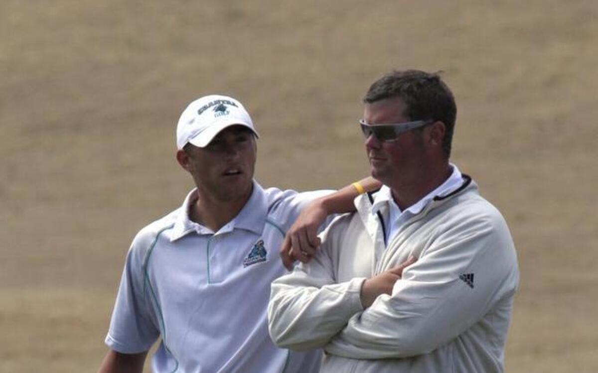 
Former Coastal Carolina head coach Allen Terrell (right) with former CCU golfer Dan Obremski in 2010. The CCU men’s golf program was punished Tuesday for NCAA infractions committed by Terrell.
