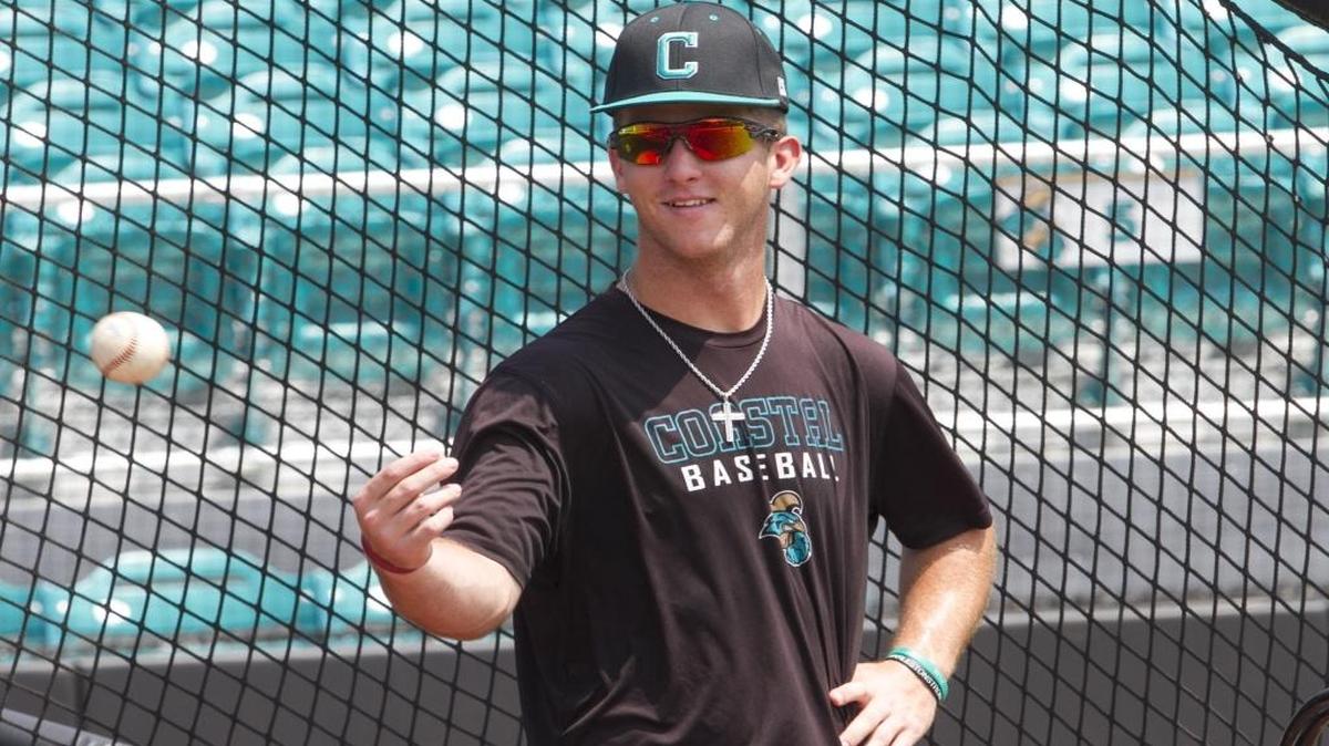 Coastal Carolina’s Seth Lancaster got his first hit of the season against St. John’s in the eighth inning Friday, when he tied the game at 4 with a solo home run.