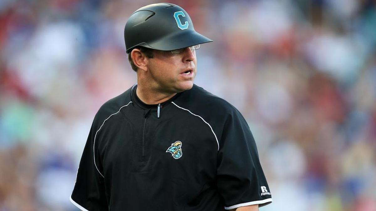 Coastal Carolina Associate Head Coach Kevin Schnall, pictured during the 2016 College World Series, is in his second stint with the Chanticleers, having rejoined the team before the 2016 season.