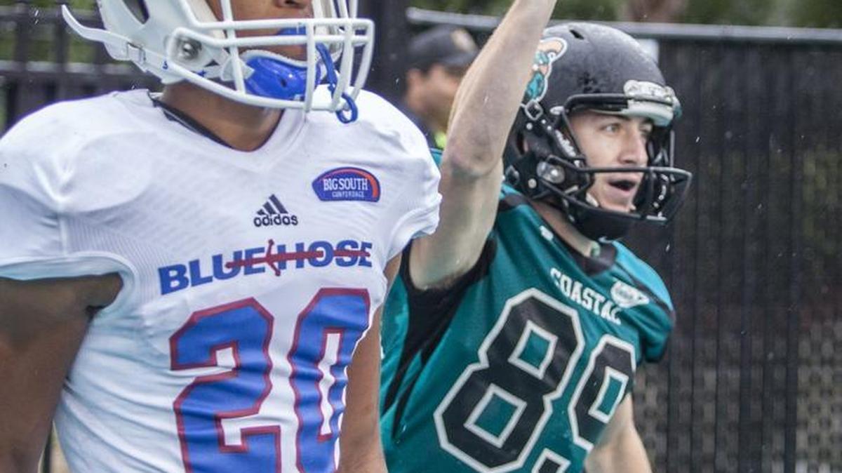 
Coastal Carolina kicker Ryan Granger scores on a fake field goal Saturday.
