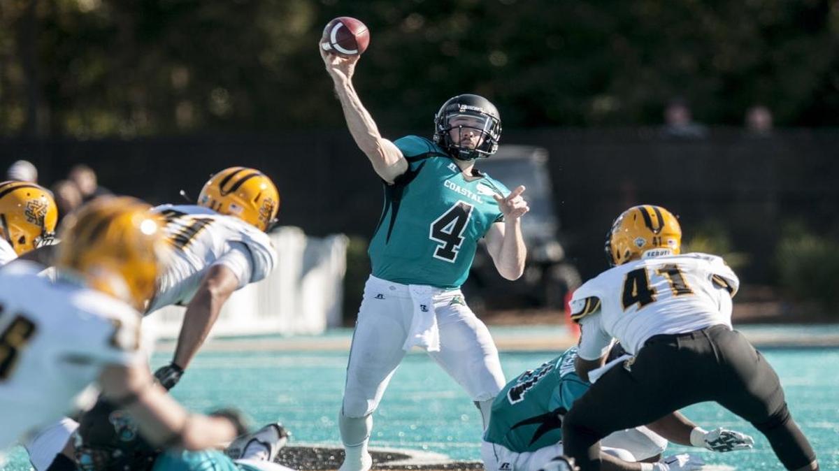 The Big South’s all-time leader in total offense, former Coastal Carolina quarterback Alex Ross received an invitation to participate in the Atlanta Falcons’ rookie mini-camp.