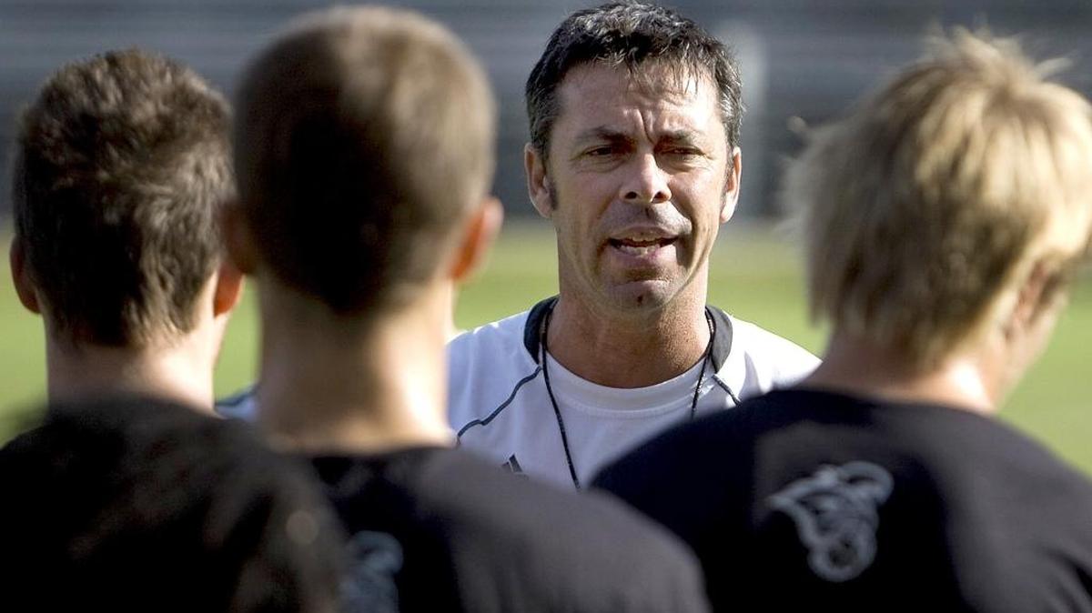 Coastal Carolina University soccer coach Shaun Docking (center) will begin the 2016 season with a team ranked 21st in the country with five returning starters.