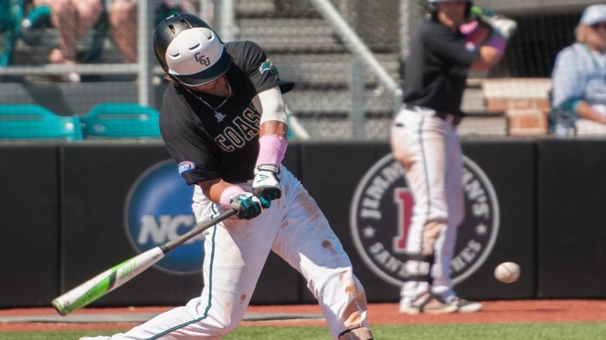 Zach Remillard follows through with his swing during a game earlier this season. Remillard has proven to be a key cog in the Coastal Carolina lineup this season.