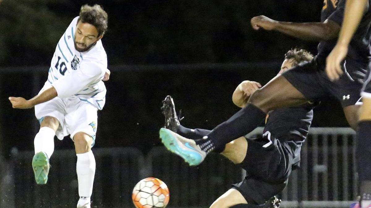 Coastal Carolina's Sergio Camargo scores against Campbell.