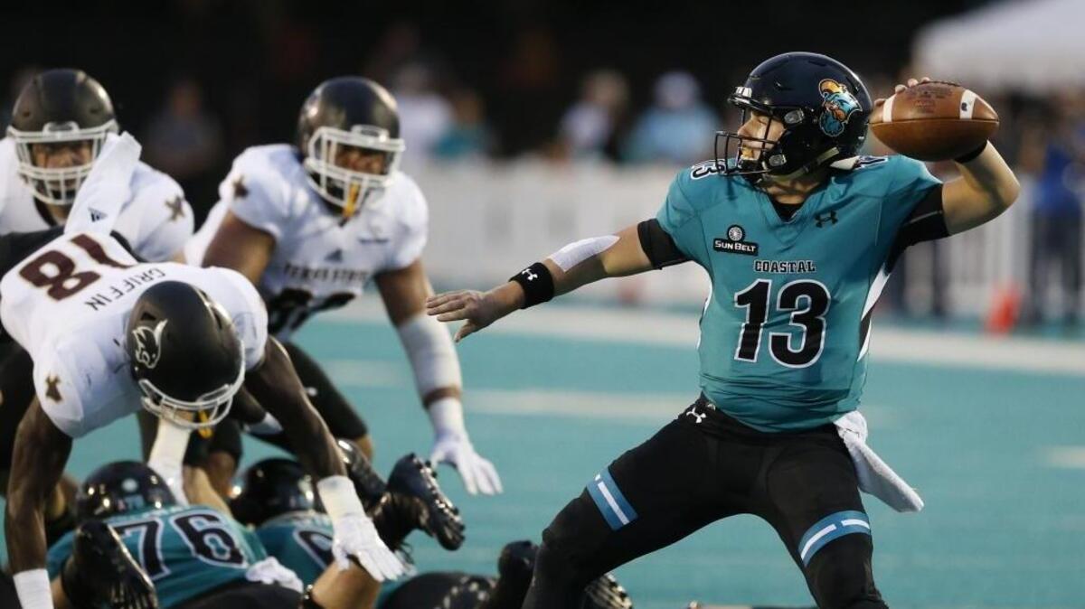 Coastal Carolina senior quarterback Tyler Keane enters Saturday’s game at Arkansas having thrown 105 consecutive passes without an interception.