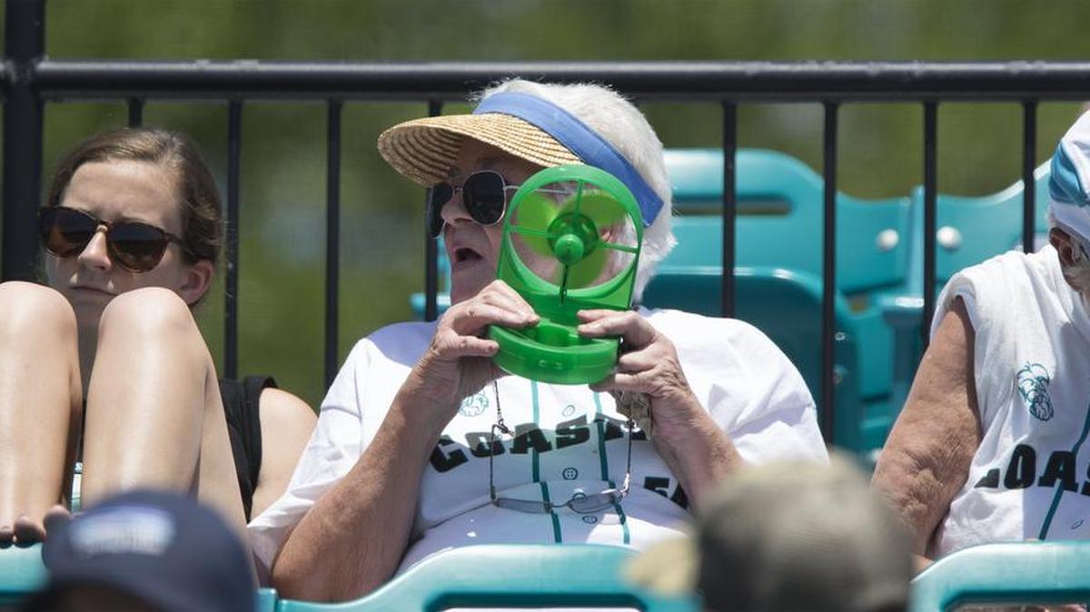 A fan tries to keep cool during a Coastal Carolina baseball game last month at Springs Brooks Stadium. In an effort to expedite entry and further safety, the university is implementing a clear bag policy for all ticketed events effective August 2017.
