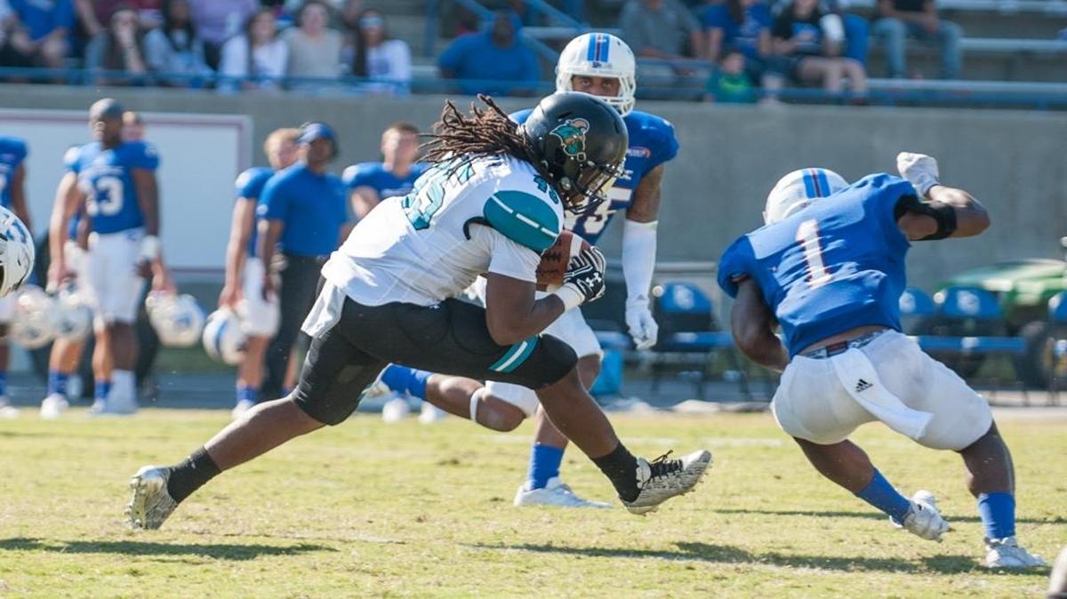 Coastal Carolina running back Jah-Maine Martin rushed for a game-high 120 yards on 12 carries last week against Presbyterian.