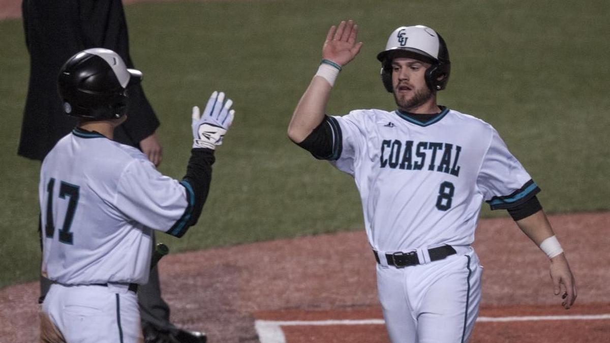 Coastal Carolina’s Tyler Chadwick went 3-for-4 with a home run and four RBIs on Thursday night in the Chanticleer’s 11-2 win over Stetson.