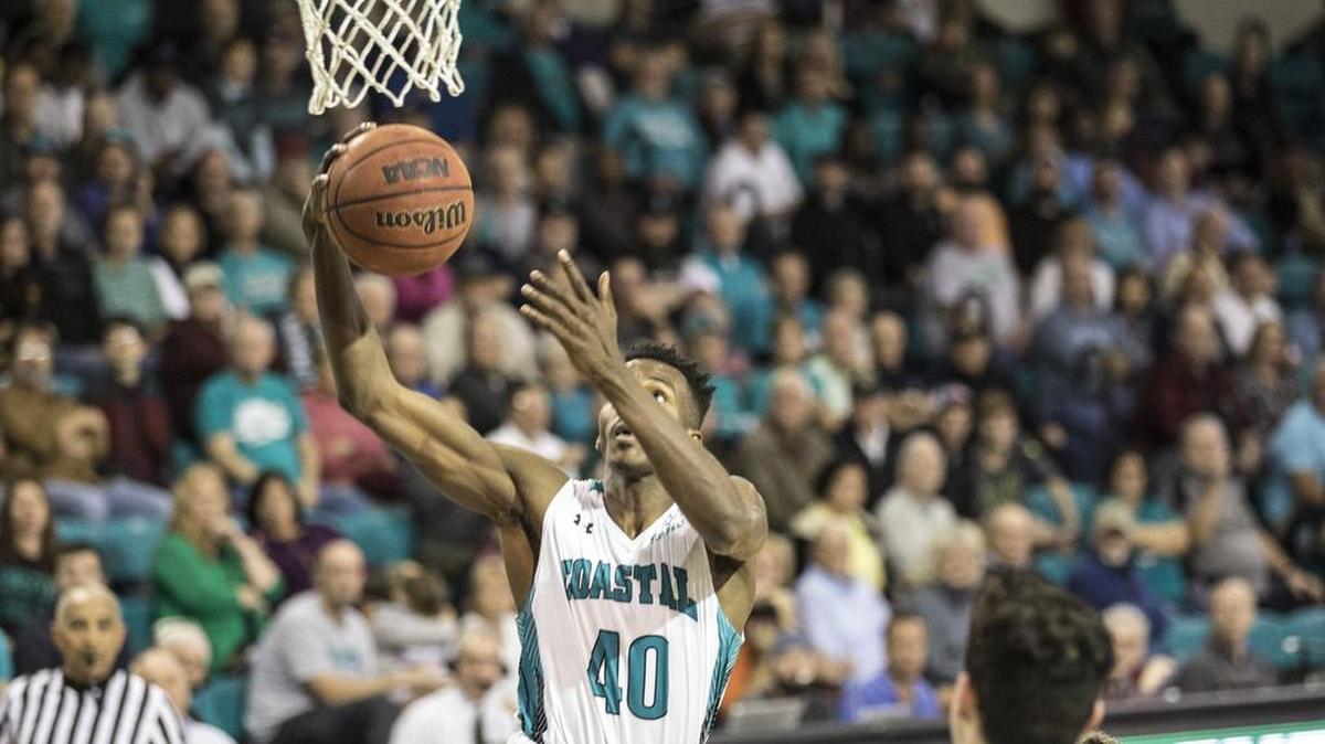 Coastal Carolina senior forward Zac Cuthbertson, pictured in a game earlier this season, scored a team-high 21 points in his final collegiate game on Wednesday night. CCU lost to DePaul in the semifinals of the CBI tournament.