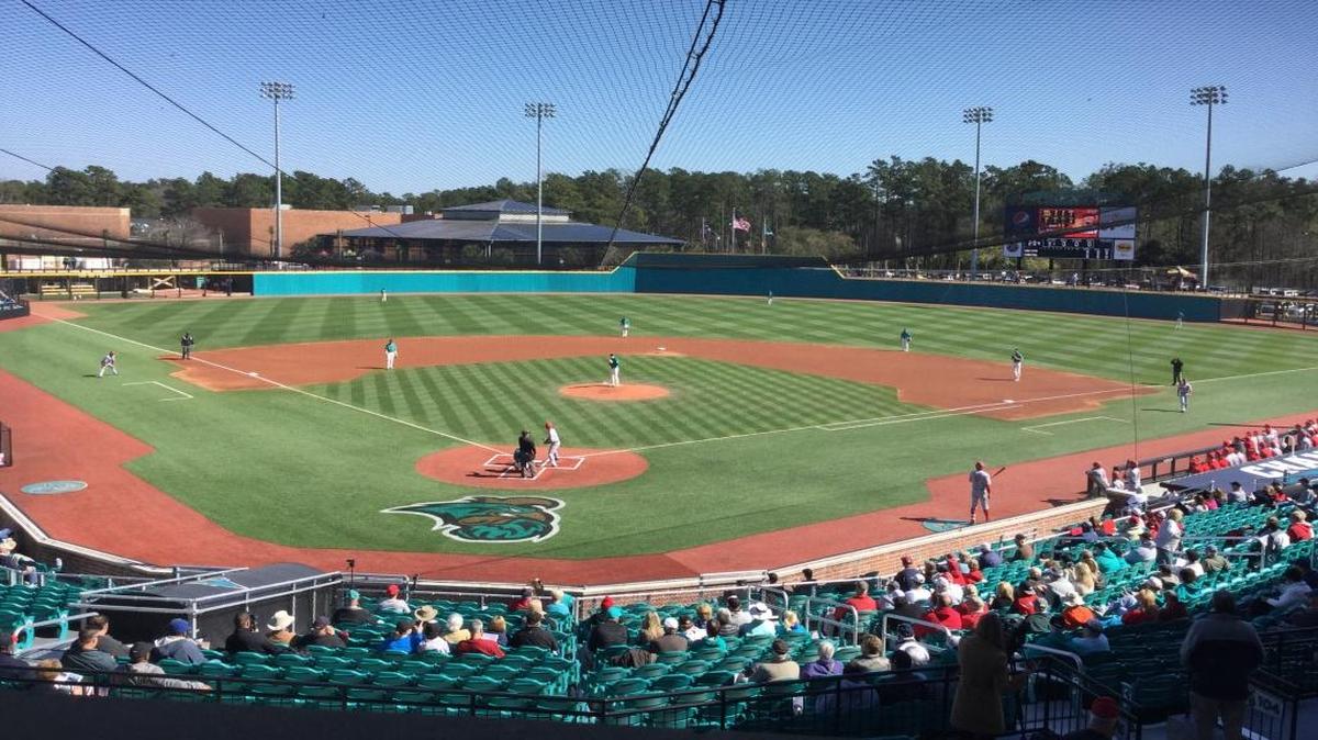 Coastal Carolina pitcher Alex Cunningham gets ready to toss out the first pitch against Ohio State on Saturday.