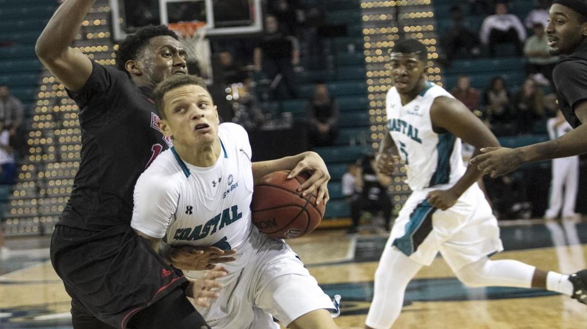Coastal Carolina’s Colton Ray-St Cyr had 17 points against Arkansas State on Monday night.