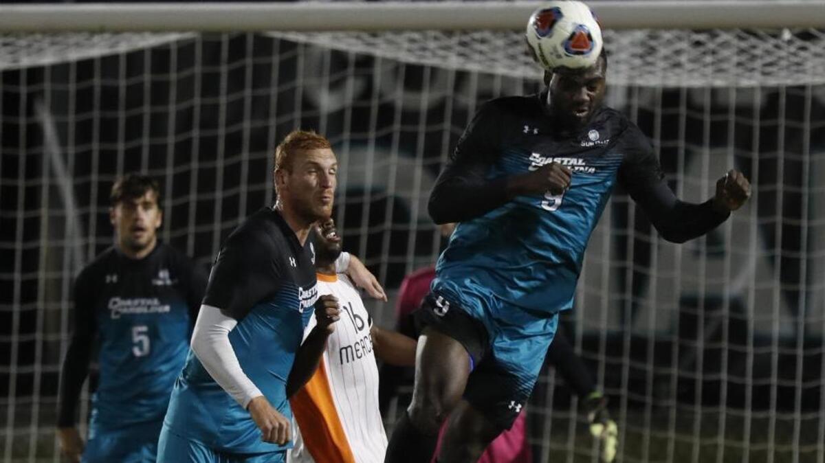 Coastal Carolina senior forward Frantzdy Pierrot (9), the Sun Belt Conference Player of the Year, played his final game Sunday for the Chanticleers, who fell 2-0 to two-time defending national champion Stanford in the third round of the 2017 Men’s College Cup.