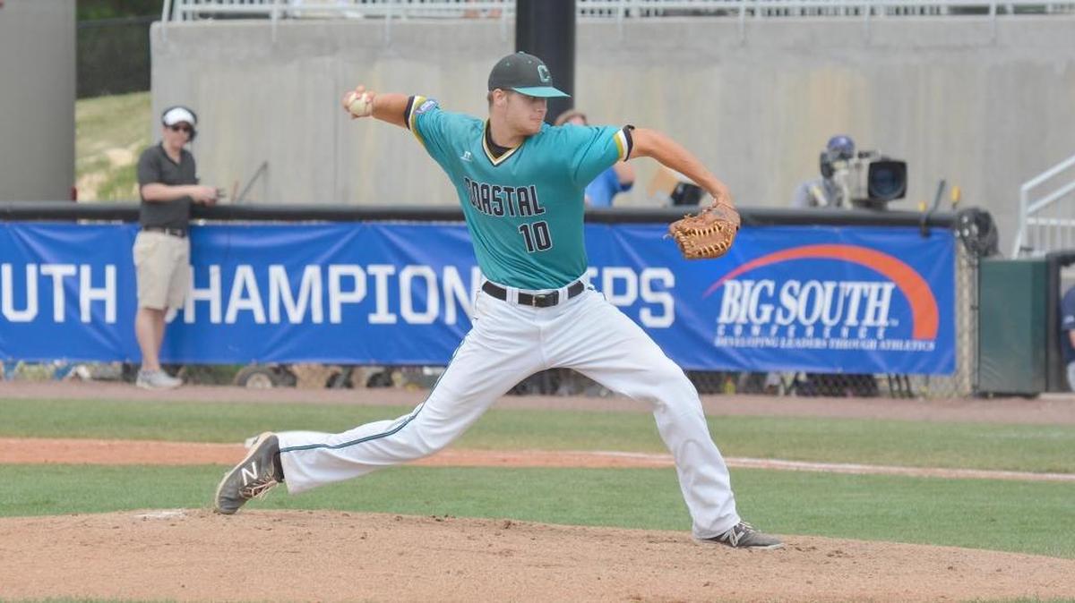 Coastal Carolina pitcher Jason Bilous struck out seven batters in six innings Sunday.