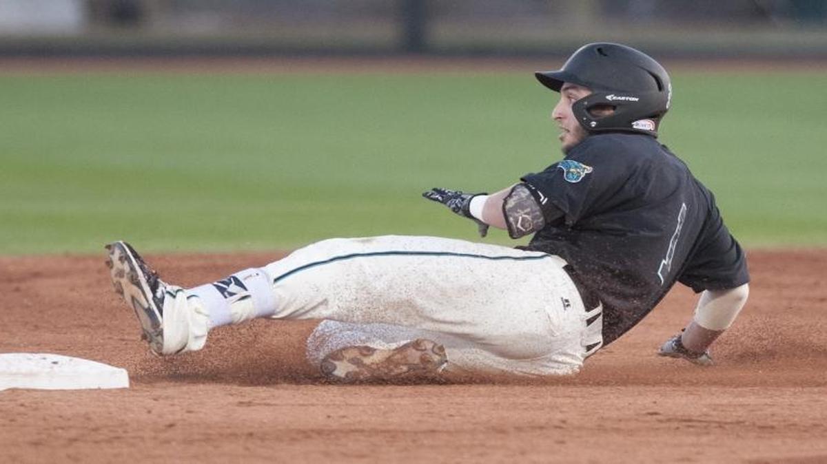 Coastal Carolina’s Michael Paez slides into second on a double against Wake Forest.