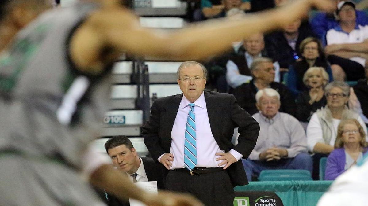 Coastal Carolina coach Cliff Ellis looks on during his team’s win over Loyola Maryland on Monday night.