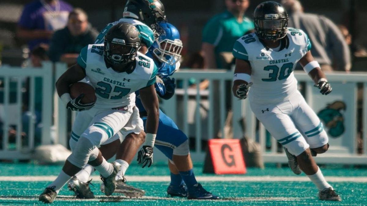Devin Brown had four of Coastal Carolina’s 10 receptions for 53 yards on Saturday.