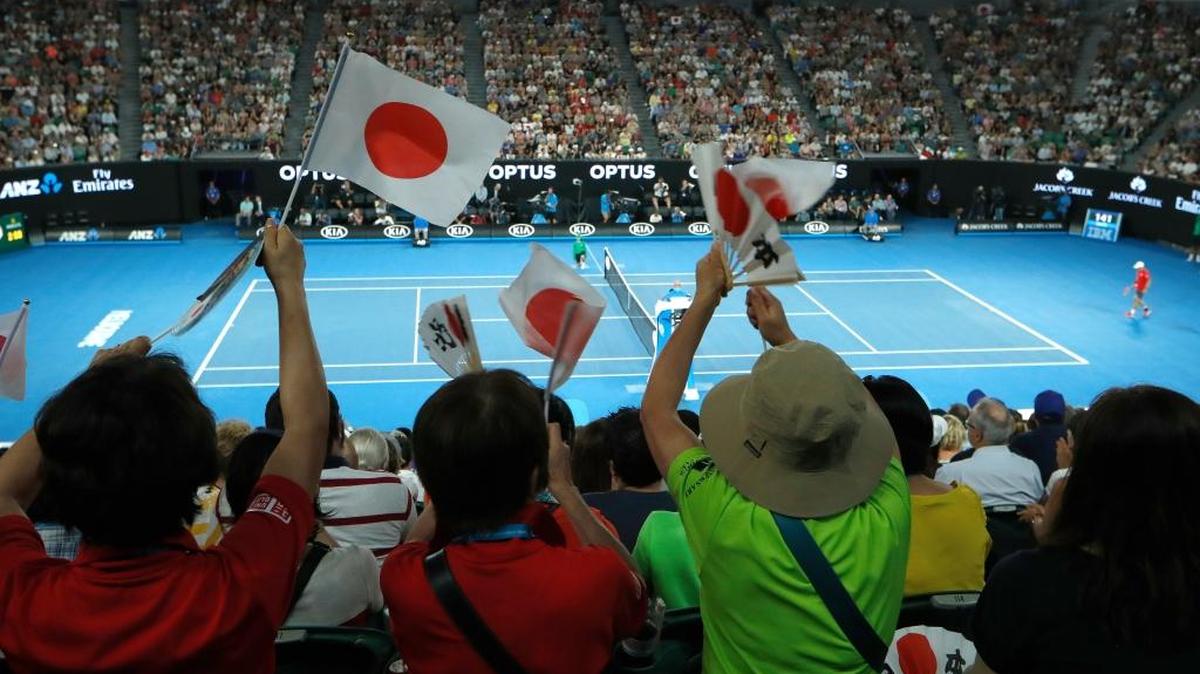 Fans cheer during the Australian Open.