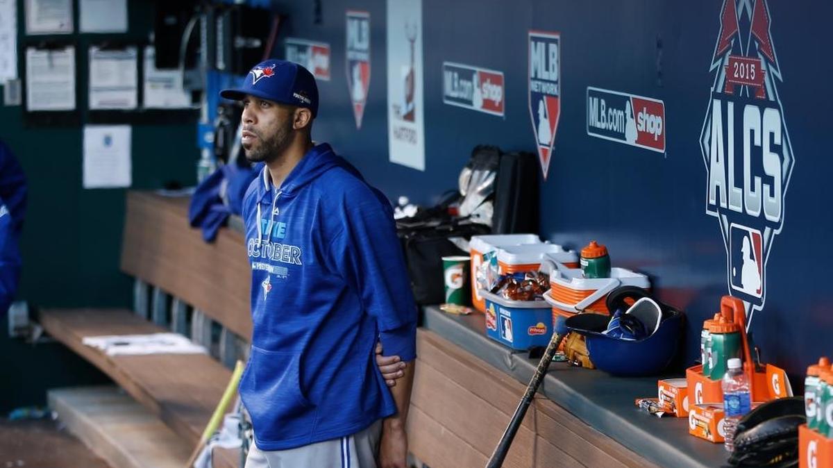 
Toronto Blue Jays starting pitcher David Price watches from the dugout during the eighth inning of Saturday’s Game 2 loss to the Kansas City Royals.
