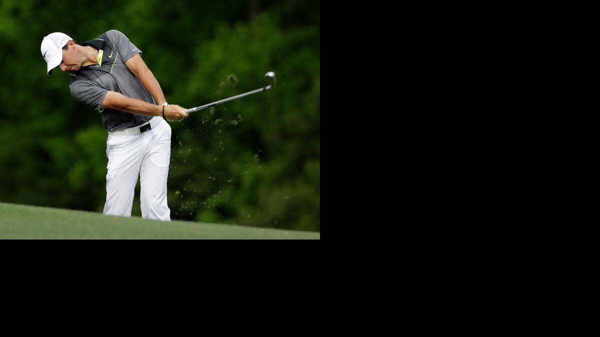 
Rory McIlroy tees off on the 12th hole during the second round of the Masters.
