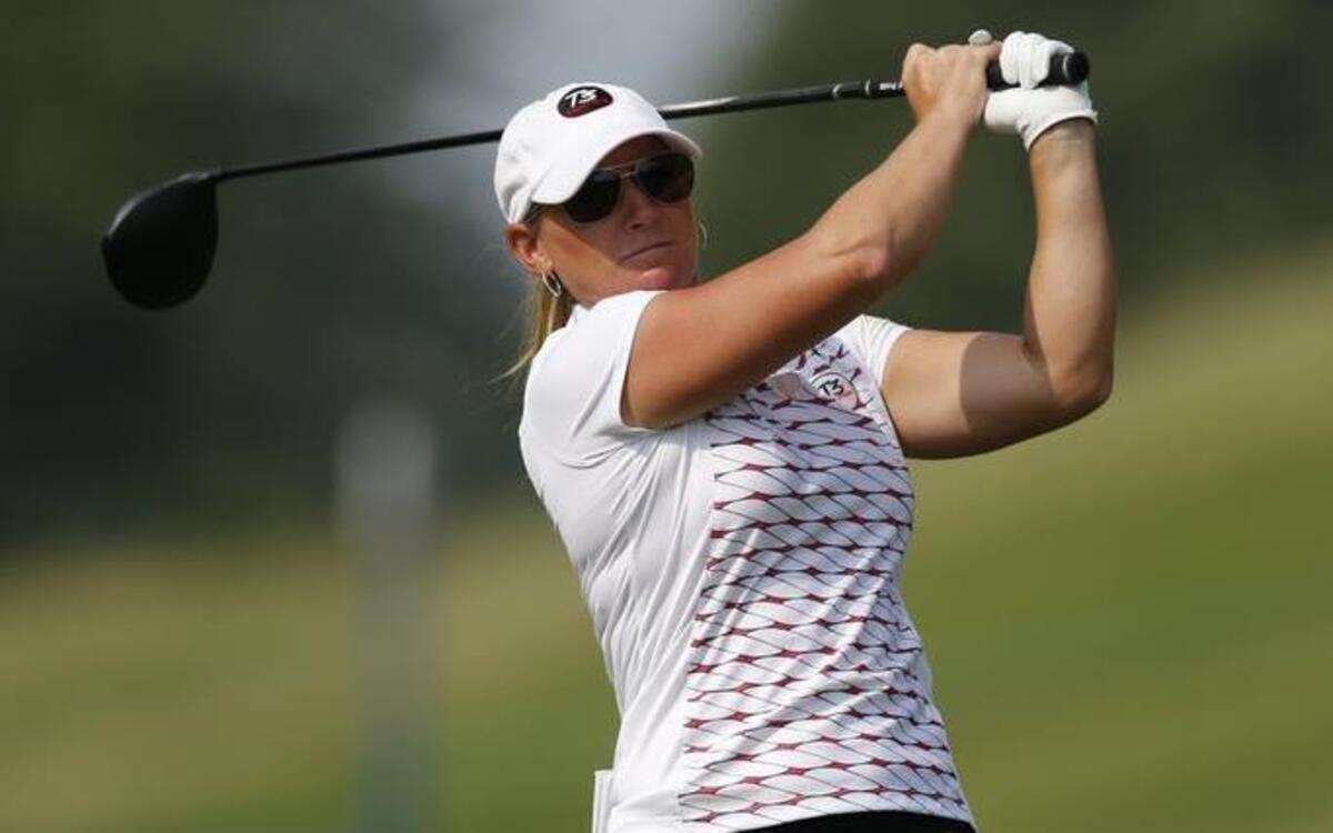 Conway native Kristy McPherson tees off the eighth hole during the 2015 KPMG Women’s PGA golf tournament.