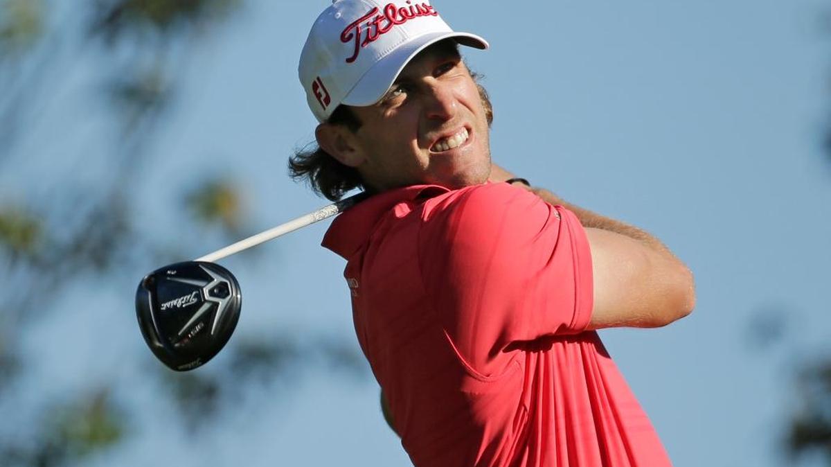 Andrew Loupe watches his tee shot on the 16th hole during the second round of the Wells Fargo Championship.