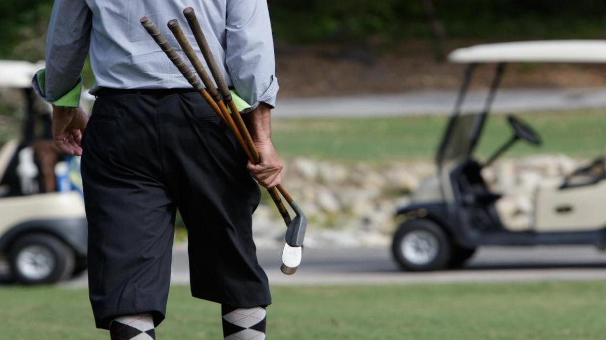 Mitch Laurance of Conway plays the ninth hole at The Pearl Golf Links East Course with vintage hickory-shafted clubs in the first round of the Myrtle Beach World Amateur Handicap Championship.