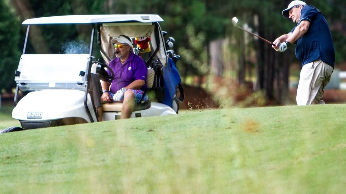 Australian Chris Kay (right) plays a hole at Myrtle Beach National Golf Club during the 33rd Myrtle Beach World Amateur Handicap Championship last week.
