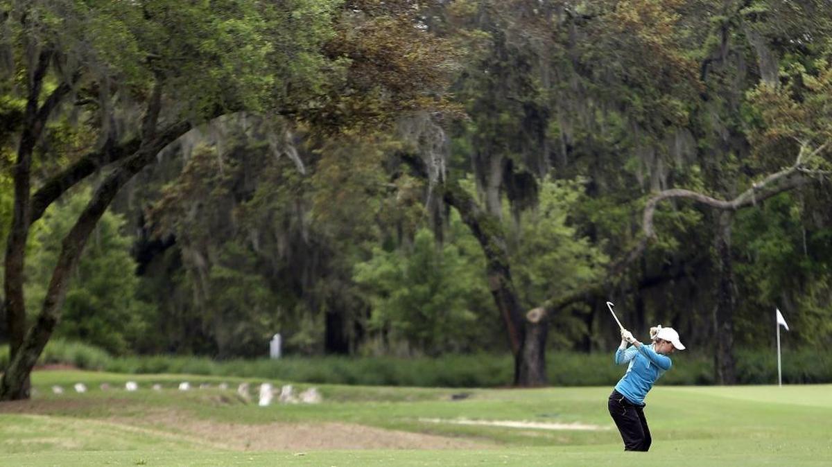 A college golfer plays at DeBordieu Club in Georgetown in March 2016.