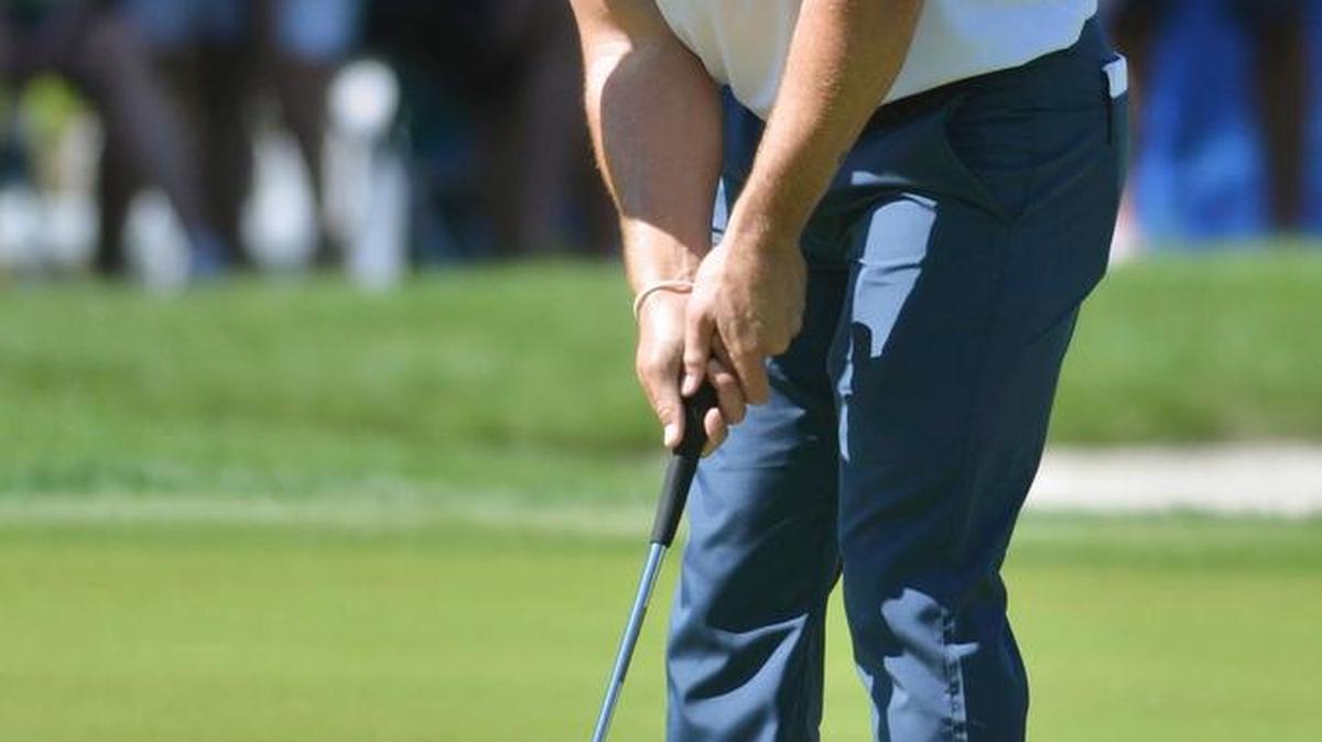 Bud Cauley makes a birdie putt on the 16th hole during the first round of the RBC Heritage golf tournament on Thursday at Harbour Town Golf Links on Hilton Head Island. Cauley ended his round in sole possession of the tournament lead at 8-under par.
