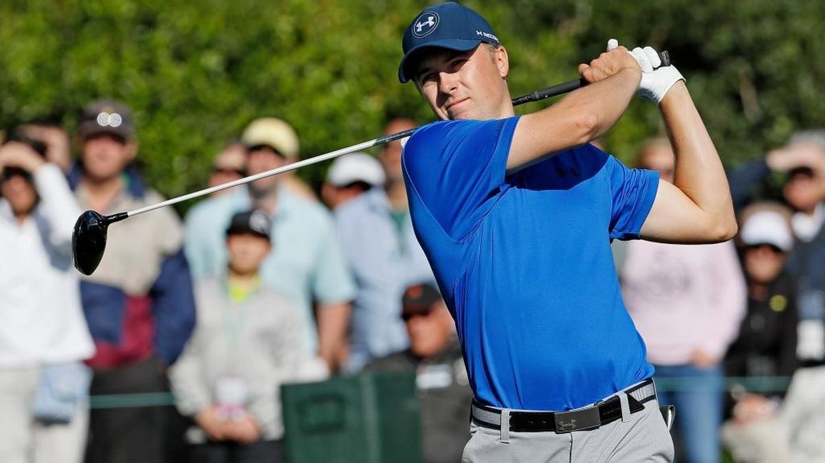 Jordan Spieth tees off on the 15th hole during the second round of the Masters.