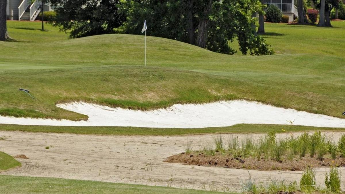 The par-3 13th hole of the Rees Jones Course at Sea Trail Resort.