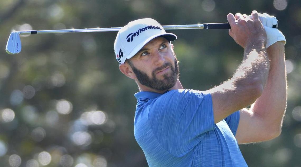 Dustin Johnson tees off on No. 17 during the first round of the 2018 RBC Heritage Presented by Boeing at Harbour Town Golf Links on Hilton Head Island.