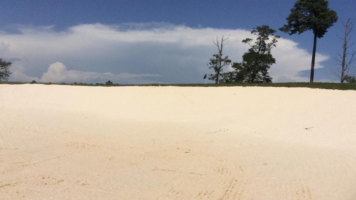A bunker to the left of the second green on the Sea Trail Golf Resort Byrd Course has been rebuilt.