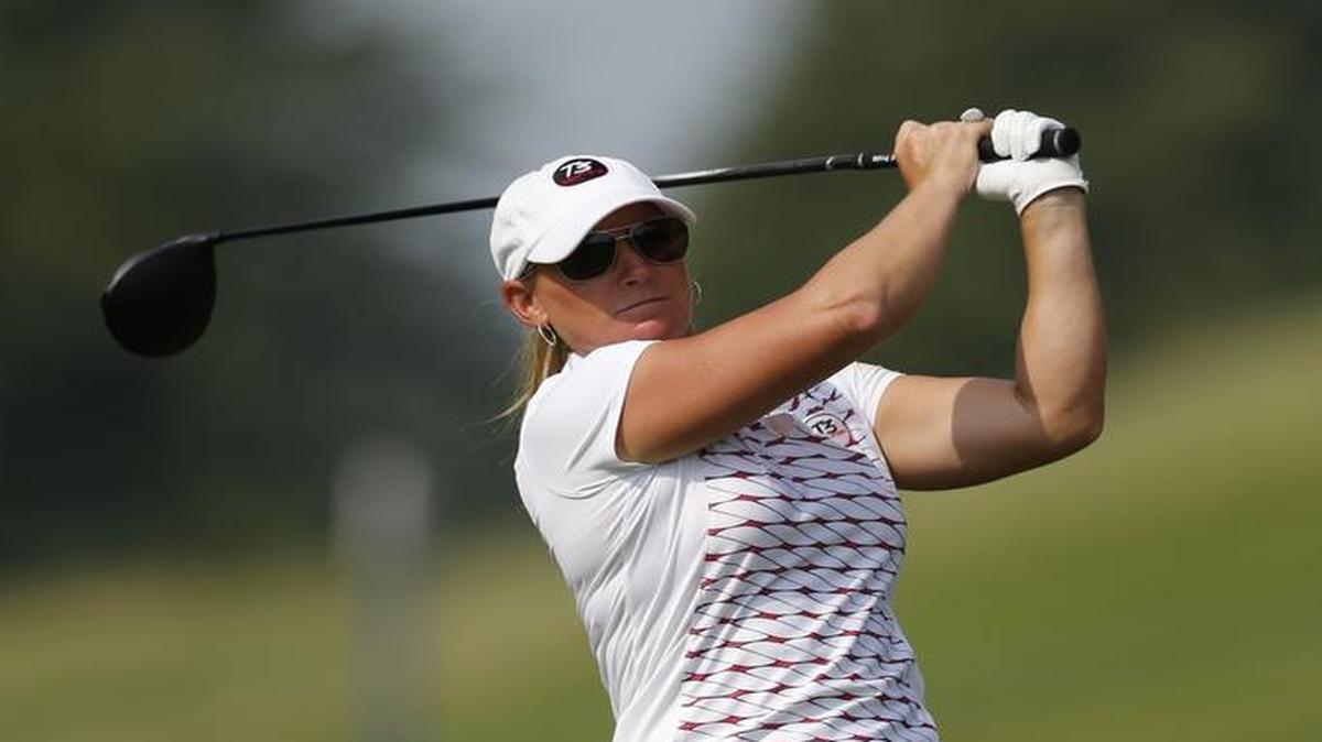 Conway native Kristy McPherson tees off the eighth hole during the 2015 KPMG Women’s PGA golf tournament.