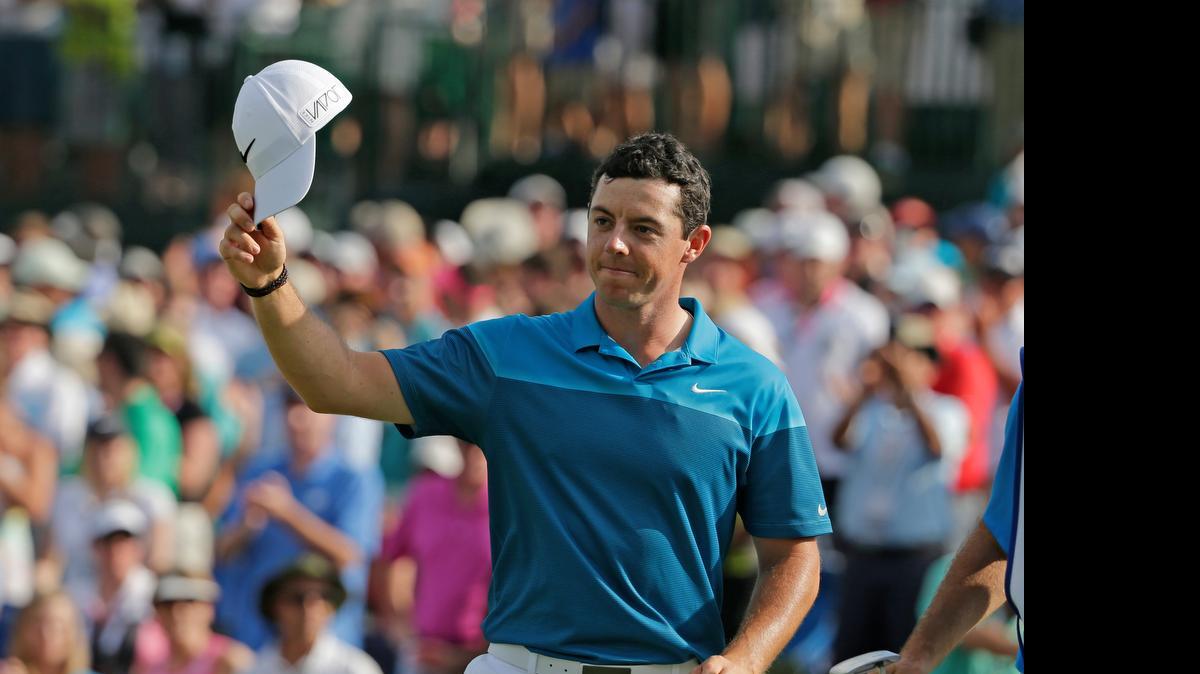 
Rory McIlroy reacts after winning the Wells Fargo Championship at Quail Hollow Club in Charlotte, N.C.
