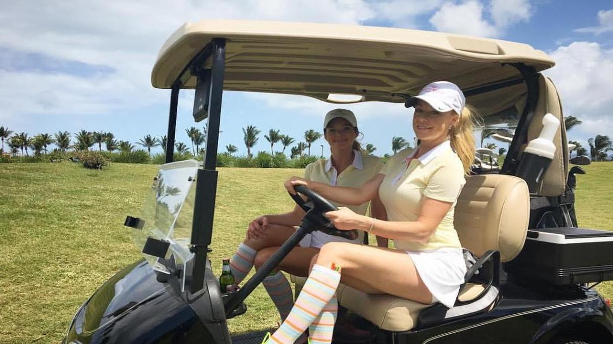 The Caddy Girls owner Meghan Tarmey (driver) and marketing manager Jessica Walters, who both appeared on the ABC show Shark Tank.