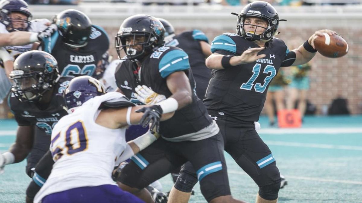 Coastal Carolina quarterback Tyler Keane threw for a career-high 329 yards last week in a 51-43 loss to Louisiana-Monroe.