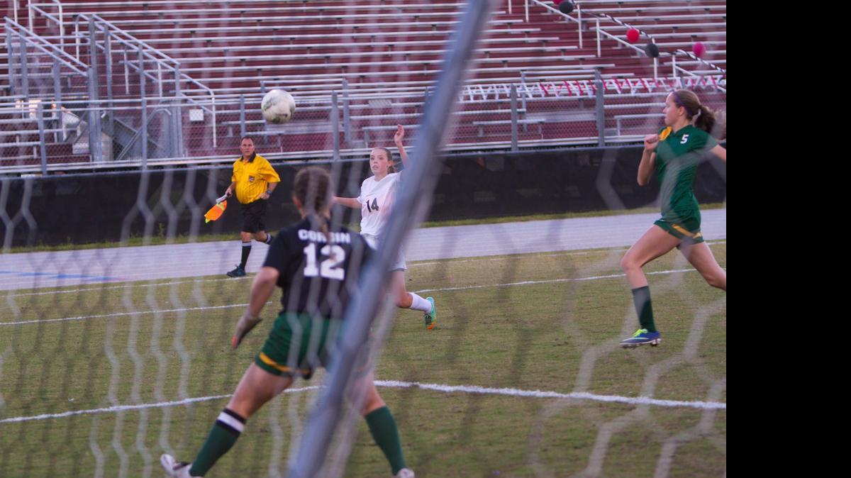 
Carolina Forst’s Haley Trunkett fires a shot toward the West Florence goal Tuesday night.

