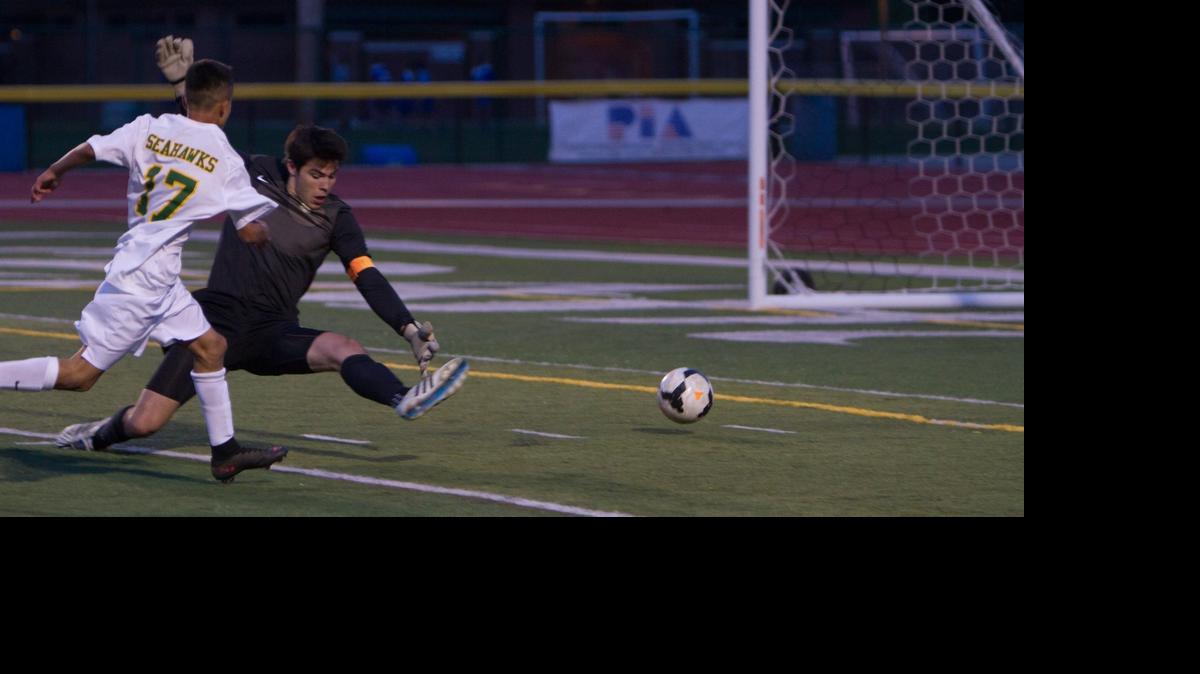 
Myrtle Beach’s Jarvin Ramirez nearly scores a goal but pushes it just a little too far right. 
