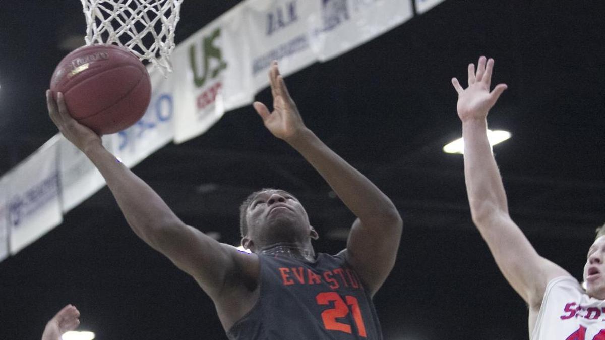 Evanston’s Elyjah Williams scores against Scott County. Evanston Township (Ill.) beat Scott County (Ky.) in game 14 of the Beach Ball Classic on Wednesday, Dec. 28, 2016 with a final score of 68-59.